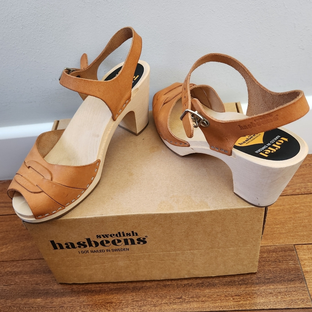 Swedish Hasbeens Peep Toe High‎ in Nature size 40